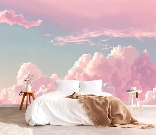 YQWDMX - 3D Pink Cloud Peel and Stick Wallpaper wall Mural Girl Kid's Room ZY08 L - color: Z8, size: 160" x 109"
