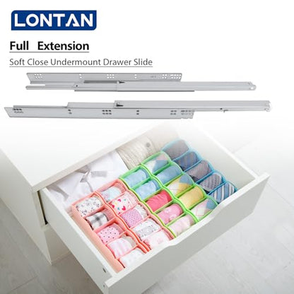 LONTAN 15 Inch Undermount Soft Close Drawer Slides 3D Locking Device 6 Pair - size: 15 Inch, style: 6 Pair