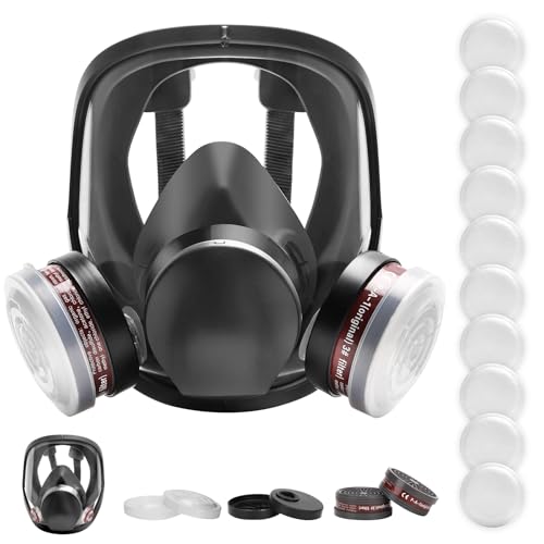 Full Face Respirator Mask,Reusable Cover Set for Paint,Chemicals,DIY,Spray Painting,Woodworking,Welding Work