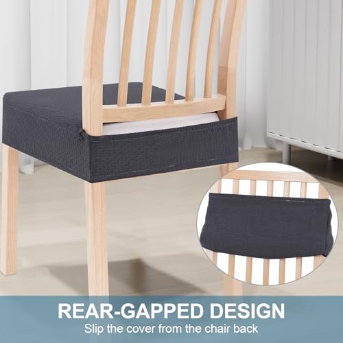 Smiry Stretch Jacquard Seat Covers for Dining Room Chairs Set of 2 - color: Dark Grey, size: Set of 2