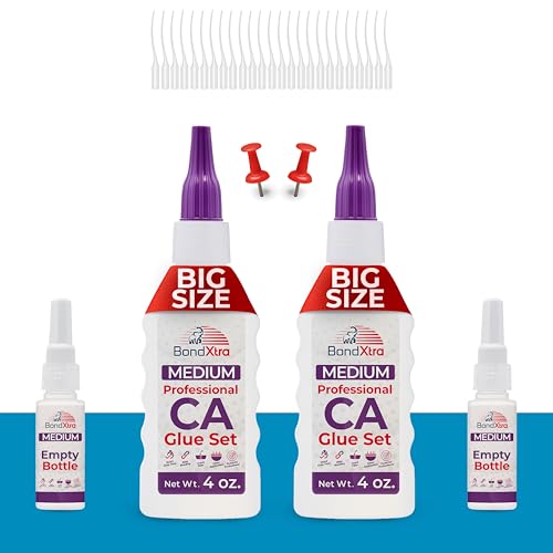 8 oz Medium CA Glue for Woodworking, Premium Super Glue Kit for Wood Turning with Extra Bottles, Anti Clog Caps, Microtips, Medium Viscosity Cyanoacrylate for Plastic, DIY, Craft, Hobby, etc - size: 8 oz, style: MEDIUM