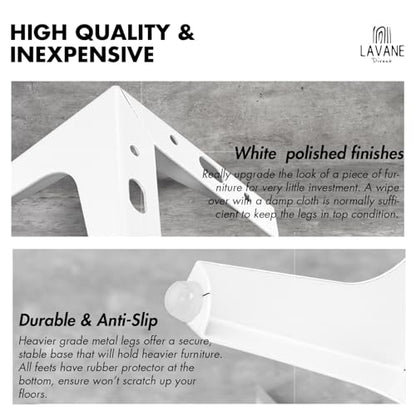 La Vane 4 Inch Diamond Triangle Metal Furniture Legs 4PCS- Heavy Duty Iron - color: White, size: 4" / 10cm