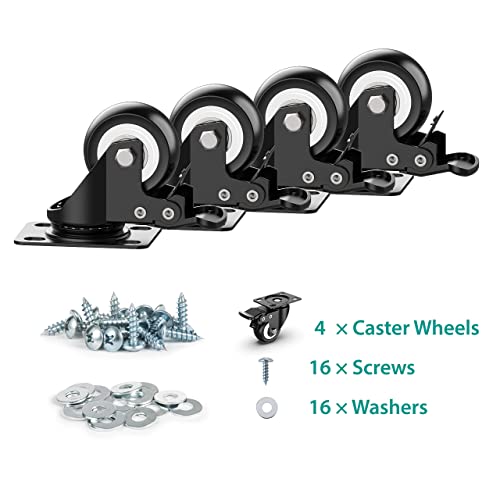 2 inch Caster Wheels Heavy Duty Swivel Casters with Safety Brake Total Capacity 600lbs (Set of 4) Good for Industrial or Furniture - style: 2″ with brakes 4pcs