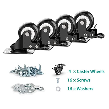 2 inch Caster Wheels Heavy Duty Swivel Casters with Safety Brake Total Capacity 600lbs (Set of 4) Good for Industrial or Furniture - style: 2″ with brakes 4pcs