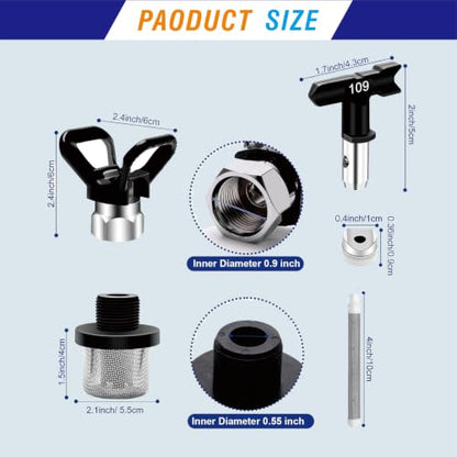Black 15-Piece Airless Spray Gun Nozzle Set，Compatible with Most airless Paint sprayers with RAC‑5 Spray Gun seat, Not for RAC‑X tip Guard