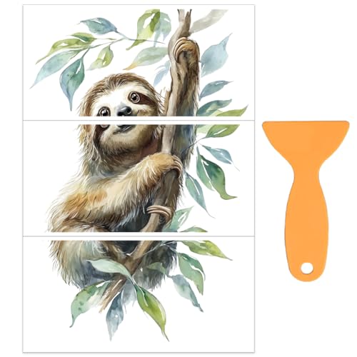 OLYCRAFT 3 Sheet Rub on Transfers 12x6 Inch Sloth on Branch Furniture Transfers Self-Adhesive Waterproof Transfer Stickers Funny Sloth Rub on Decals for Wood Glass Porcelain Dressers Home Decor - style: Sloth