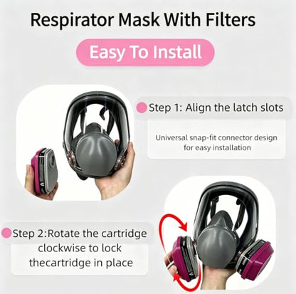 Full Face Respirator Mask with Filter Set, Anti-Fog & Reusable for Painting
