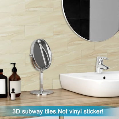 BeNice Peel and Stick Tile Backsplash Bathroom Beige 23pcs - color: Beige