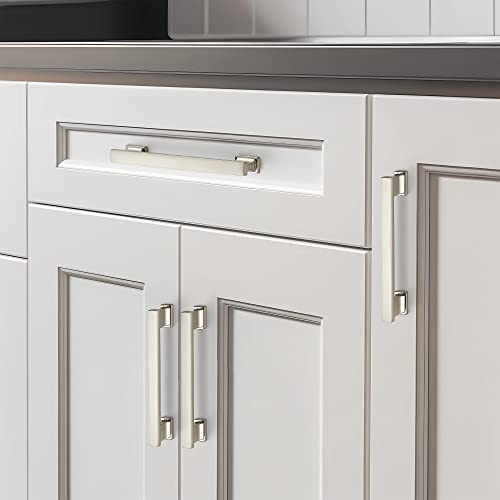 Brushed Nickel Cabinet Pulls, 5 Inch (128mm), 10 Pack, Heavy Duty - color: Brushed Nickel, size: 5" Hole Center