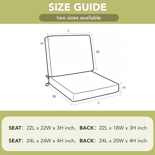 Outdoor Chair Cushions Set of 4, 22 x 22 Inch, Beige, Deep Seat - color: Beige, size: 22" x 22" 4 Pack