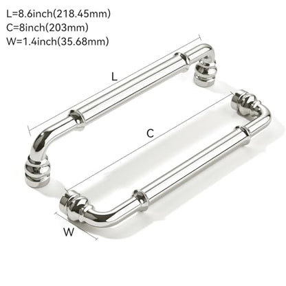 khtumeware 10 Pack Heavy Duty 8" Vibrant Polished Nickel Cabinet Pulls - color: Polished Nickel, size: 8"(203mm) Hole Center