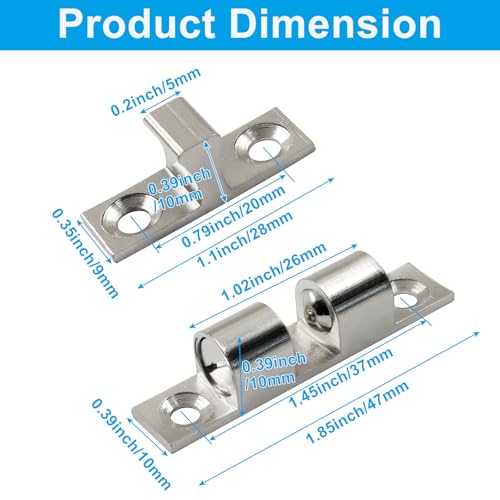 BokWin 2 Inch / 50mm Double Roller Catch Cabinet Latches, 4 Pack - size: 2 Inch / 50mm