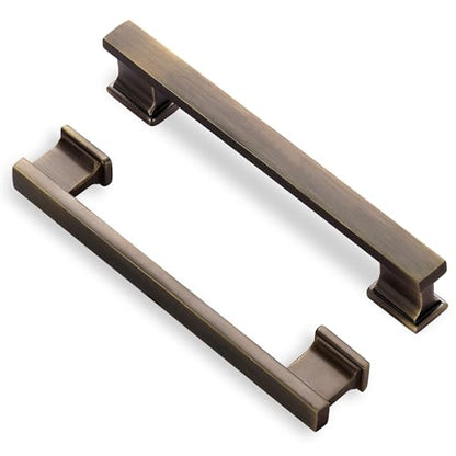 Lardmon 10 Pack 5 Inch(128mm) Hole Center Antique Brushed Bronze Kitchen Cabinet Handles Modern Cabinet Pulls Kitchen Cabinet Hardware Solid Drawer Pulls Handles for Dresser, Total Length 6.06 Inch - color: Antique Bronze, size: 5 Inch Hole Center