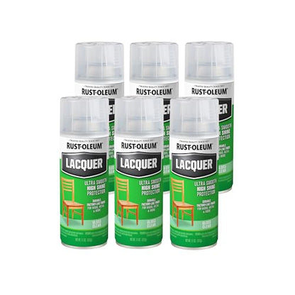 Rust-Oleum Lacquer Clear Spray Paint - color: Clear, size: 11 Ounce (Pack of 6)