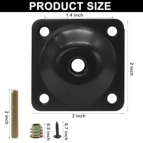 Murtenze 4 Pack Leg Mounting Plates, 5/16"(M8) Mounting T-Plates with Hanger Bolts, Screws Strengthen Furniture Repair for Sofa/Couch/Seat(Black) - color: Black