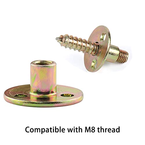 4pcs Furniture Mounting Plate Three-Hole Cylindrical Iron Plate Nut for Furniture Legs (M8 Metric Nut, 37mm Dia Plate, 16mm Height, 12mm Dia Rod) - size: M8