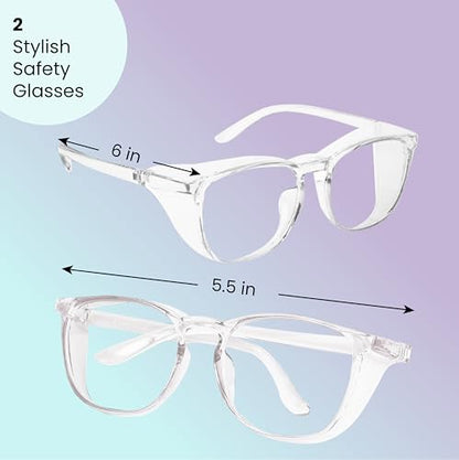Aqulius Safety Glasses for Women & Men - 2 Pack - Scratch-Resistant Protective Eyewear, Shooting Glasses, Safety Goggles - color: Clear/Clear