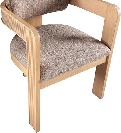 Meridian Furniture Sacha Linen Blend Dining Chair, Brown, Set of 2 - color: Brown