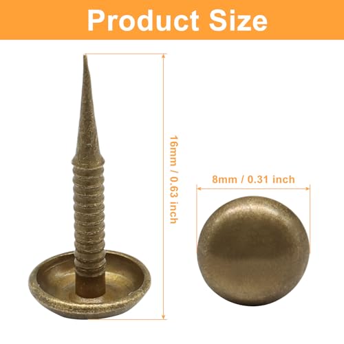100 PCS Mini Upholstery Tacks, 8mm x 16mm, Brass