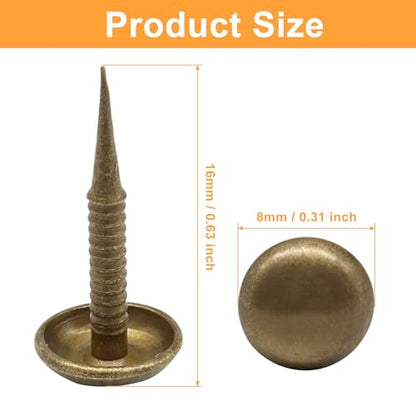 100 PCS Mini Upholstery Tacks, 8mm x 16mm, Brass