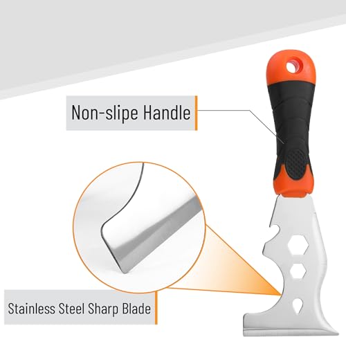 Bates- Paint Scraper Set, 2 Pack, 12 in 1 Painters Tool with 1.5" Stainless Steel Putty Knife, Rubber Handle, Paint Scrapers for Wood, Painters Knife, Paint Scraper for Painting, Metal Scraper