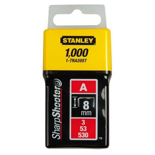 Stanley 1-TRA205T Type A Staples (1000 piece), Silver - size: 8mm
