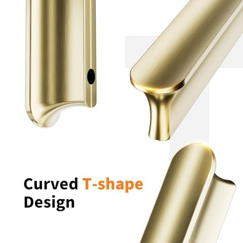 Cobbe 10 Pack Champagne Bronze Cabinet Pulls 3 Inch (76mm) Hole Centers - color: Gold 10 Pack, size: 3" hole center spacing