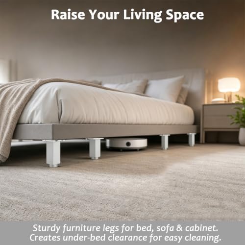 Geesatis Furniture Legs,Adjustable Square Rectangular Replacement Feet - color: White, size: 3inch