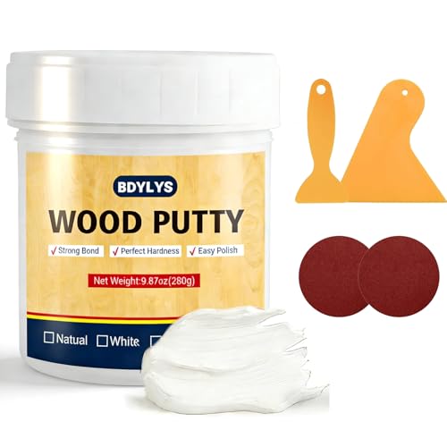 White Wood Filler, 9.87 oz Wood Putty Furniture Repair Kit - color: White