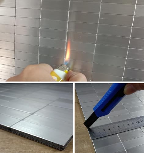 XUANINY Peel and Stick Tile Backsplash Wall Tiles, Stainless Steel, 8-Pack - color: Stainless Steel 8