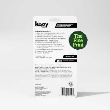 Krazy Glue Home & Office Superglue Singles, Fine Tip (4 x 0.5g Tubes)