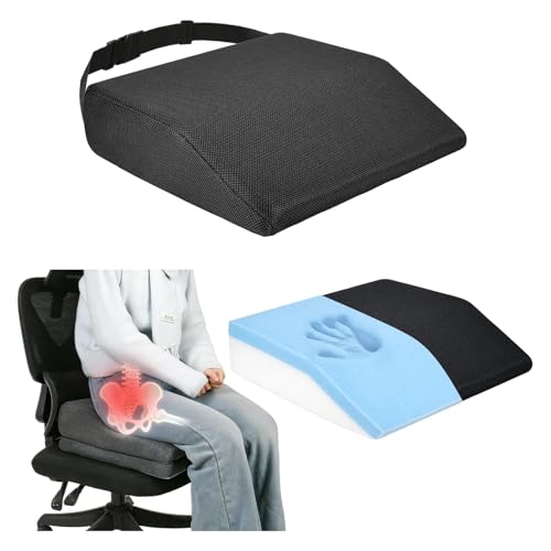 Memory Foam Hip Replacement Recovery Aids Seat Cushion, Adjustable Height Hip Replacement Must Haves Chair Cushion with Non Slip Backing, Extra Thick (Dark Grey, 1 Layer (16.5 x16 x 4 in) - size: 1 Layer (16.5 x16 x 4 in）