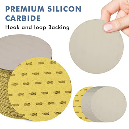6 Inch 25 PCS 10000 Grit Wet Dry Sanding Disc Hook Loop Sand Paper - style: Grit 10000