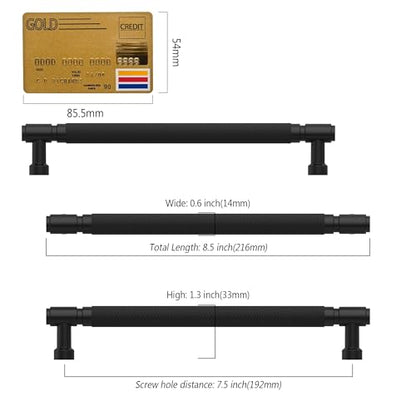 Amerdeco 10 Pack Matte Black knurled Cabinet Pulls 7.5" - color: Matte Black, size: 7.5" hole center