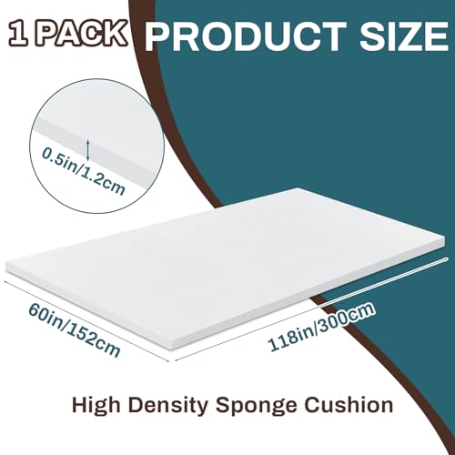 Frienda 1 Pack 118" x 60" x 0.5" Upholstery High Density Craft Foam, White - color: White, size: 118" X 60" X 0.5"