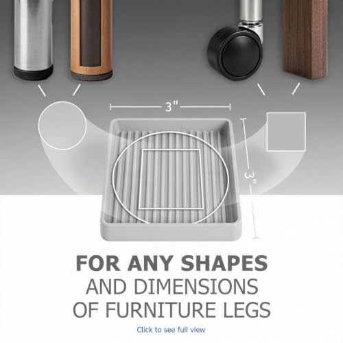 Non Slip Furniture Pads for Hardwood Floors -Yelanon 8Pcs 3” Coasters Cups - color: 8pcs3"square Gray