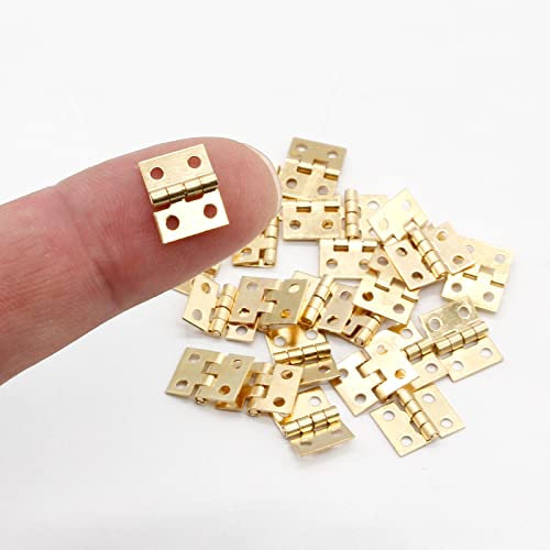 Biaungdo Mini Brass Hinges, 10x8mm, Golden, 24 Pcs - color: Yellow, size: 10x8mm,24Pcs