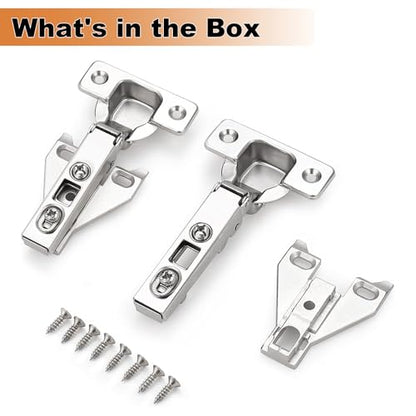 Probrico Soft Opening Kitchen Cabinet Hinges 2 Pairs (4 Pieces), Brushed Satin Nickel Face Frame Mounting Concealed Hinges for Kitchen Cupboard Hardware, with Mounting Screws