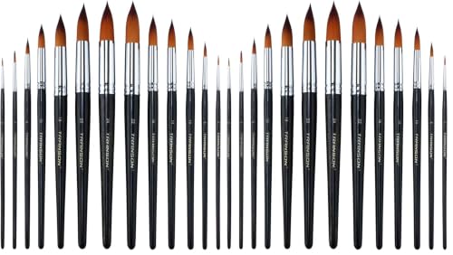 Transon 13pcs Round Paint Brush Set Synthetic Bristle Complete Round Brush Set for Watercolor Acrylic Gouache Ink Tempera (Pack of 2) - size: Round 13 PCS (Pack of 2)