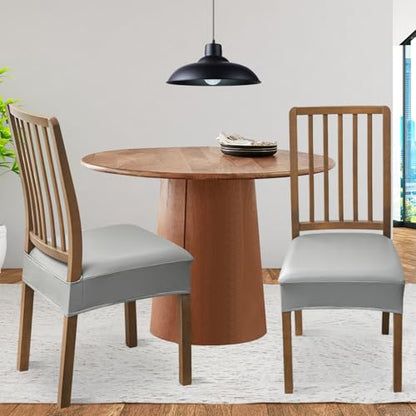 FUANGUI Dining Chair Covers Set of 2, Kitchen Chair Seat Covers - color: Pu-grey