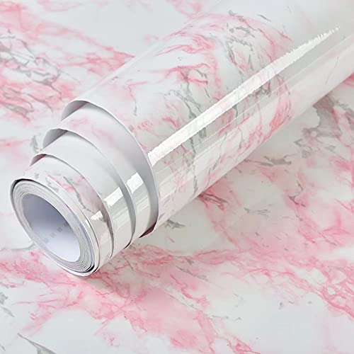 VIOPVERY Pink Marble Peel and Stick Wallpaper 15.7" x 78.7" - color: Pink, size: 15.7" x 78.7"