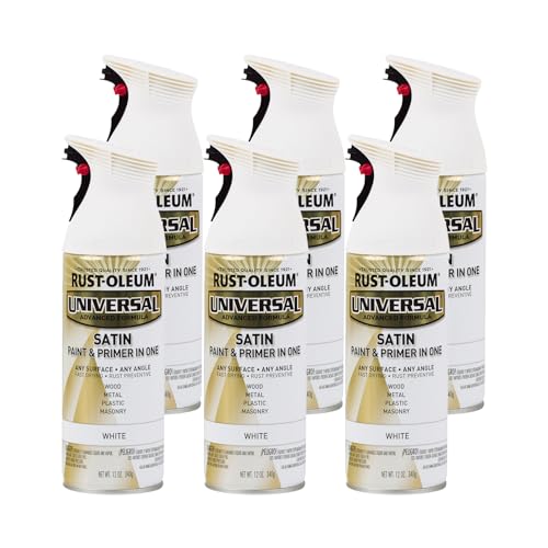 Rust-Oleum Universal All Surface Spray Paint, Satin White - color: White, size: 12 Ounce (Pack of 6)