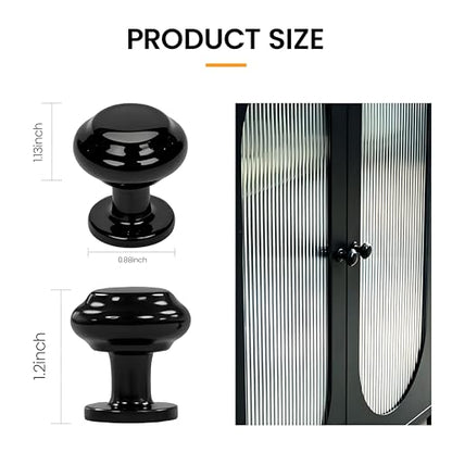 10 Pack Matte Black Cabinet Knobs, Single Hole Round Drawer Knobs, Zinc Alloy Modern Hardware for Kitchen Cabinets, Bathroom Vanity, Dresser, Closet Drawers