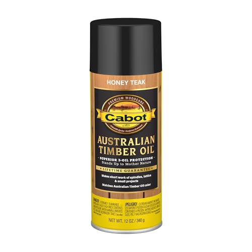 Cabot Australian Timber Oil Wood Stain and Protector, Honey Teak, 12 oz Aerosol Can - color: Honey Teak, size: Aerosol