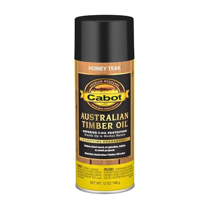 Cabot Australian Timber Oil Wood Stain and Protector, Honey Teak, 12 oz Aerosol Can - color: Honey Teak, size: Aerosol