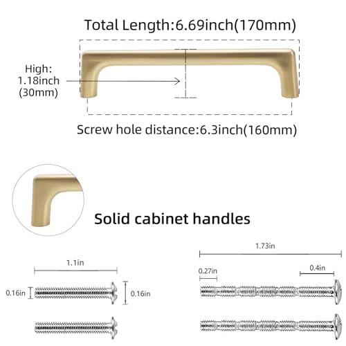 10 Pack 6.3 inch Champagne Bronze Kitchen Cabinet Handles - color: Champagne Bronze, size: 6-1/4 inch Hole Center