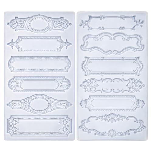 Baroque Style Silicone Molds 2-Count Plaque and Object Labels for Crafts - color: Plaque and Object Labels