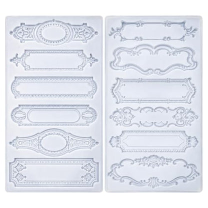 Baroque Style Silicone Molds 2-Count Plaque and Object Labels for Crafts - color: Plaque and Object Labels