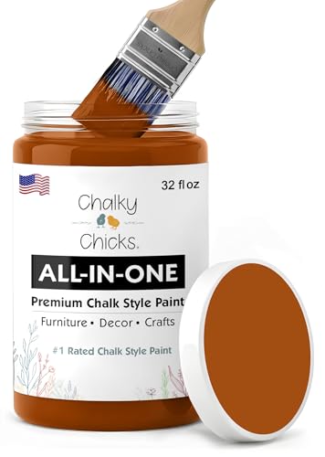 Chalky Chicks Acorn 32 Fl Oz Chalk Paint for Furniture All in One - color: Acorn (Orange), size: 32 Fl Oz (Pack of 1)