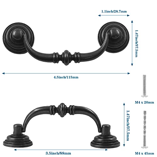 Waziaqoc Antique Drop Bail Pulls, 3.5" Hole Center, Vintage Black - size: Black, 3.5" Hole Center
